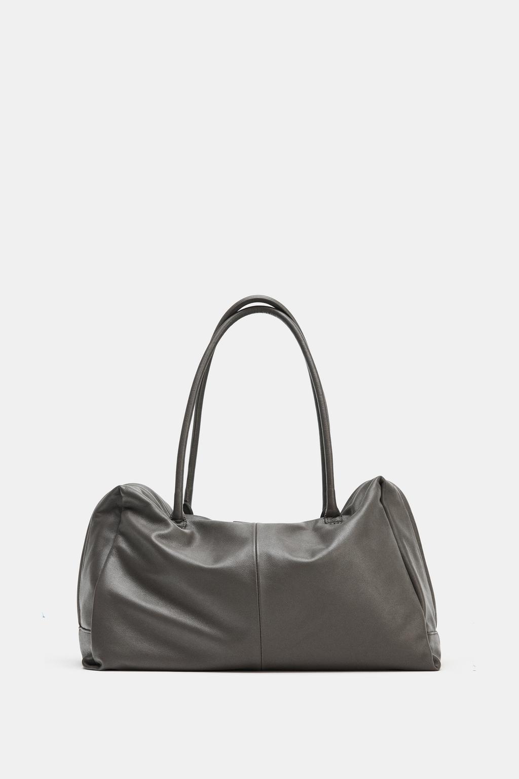 Oversized leather bowling bag