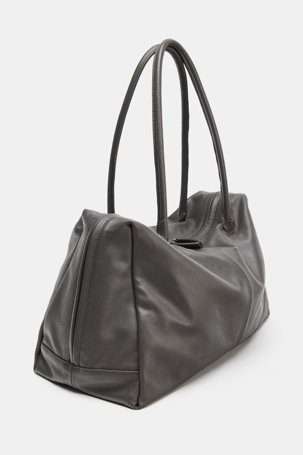Oversized leather bowling bag