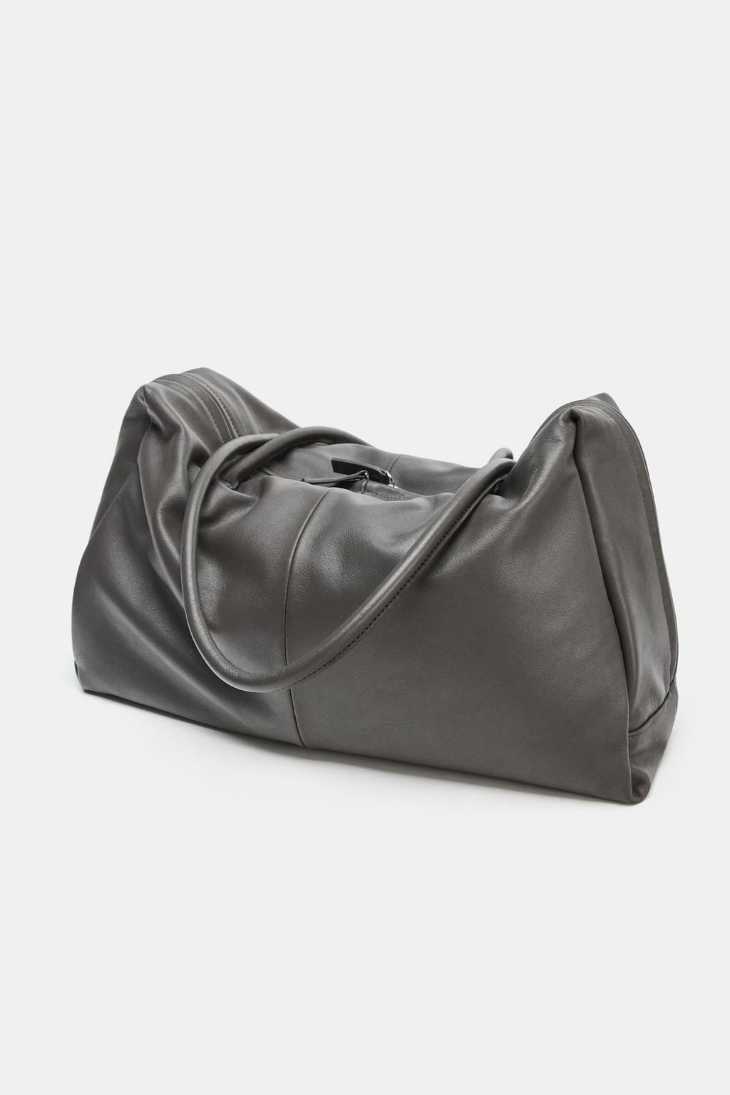 Oversized leather bowling bag