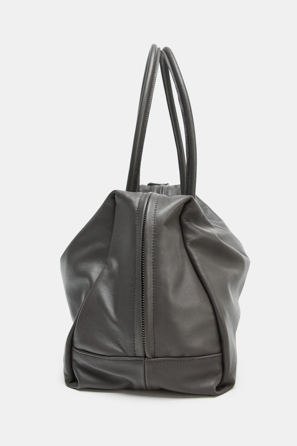 Oversized leather bowling bag