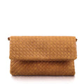 Woven flap envelope clutch