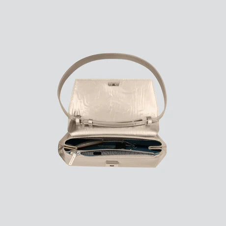 Soft envelope clutch with crocodile-effect texture