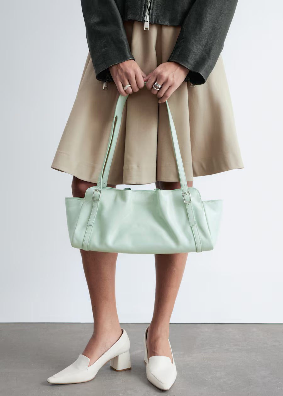 Understated leather shoulder bag