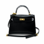 Kelly Sellier 19cm & 22cm & 25cm Noir Box Calf Leather Gold Hardware & Palladium Hardware Women Handbag