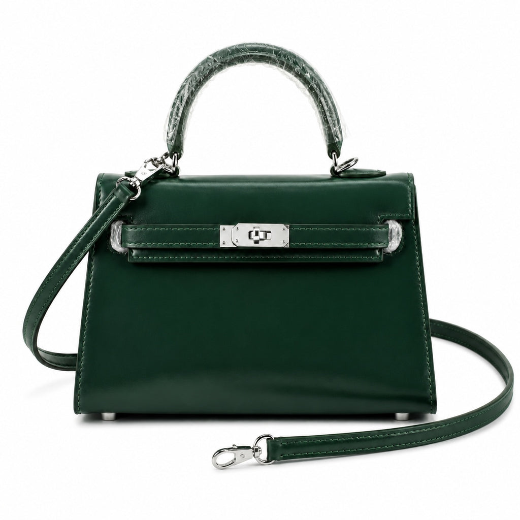 Kelly Sellier 19cm & 22cm & 25cm Vert Fonce Box Calf Leather Gold Hardware & Palladium Hardware Women Handbag
