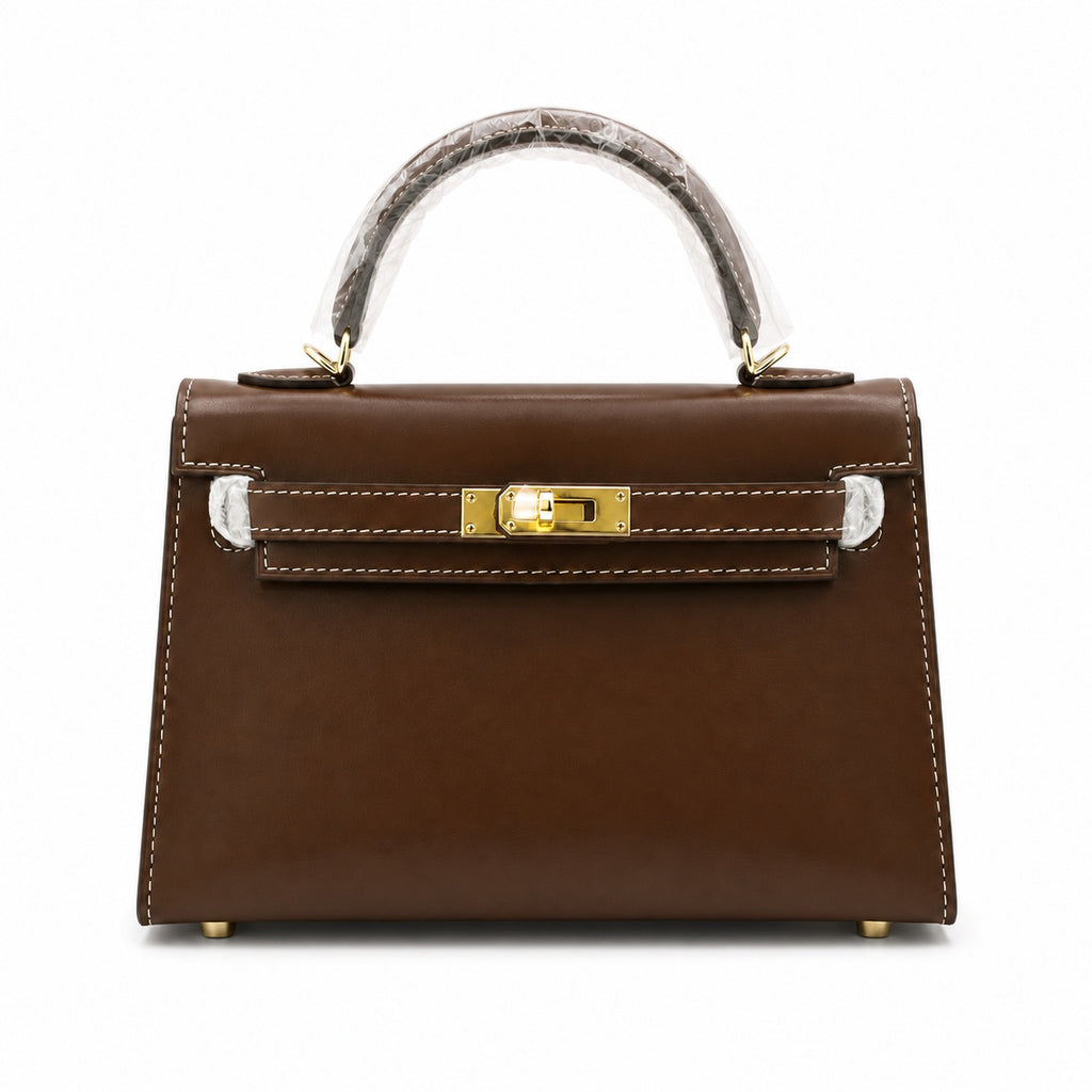Kelly Sellier 19cm & 22cm & 25cm Ebene Box Calf Leather Gold Hardware & Palladium Hardware Women Handbag