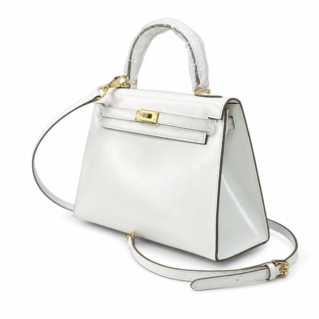 Kelly Sellier 19cm & 22cm & 25cm Craie Box Calf Leather Gold Hardware & Palladium Hardware Women Handbag
