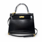 Kelly Sellier 19cm & 22cm & 25cm Noir Box Calf Leather Gold Hardware & Palladium Hardware Women Handbag