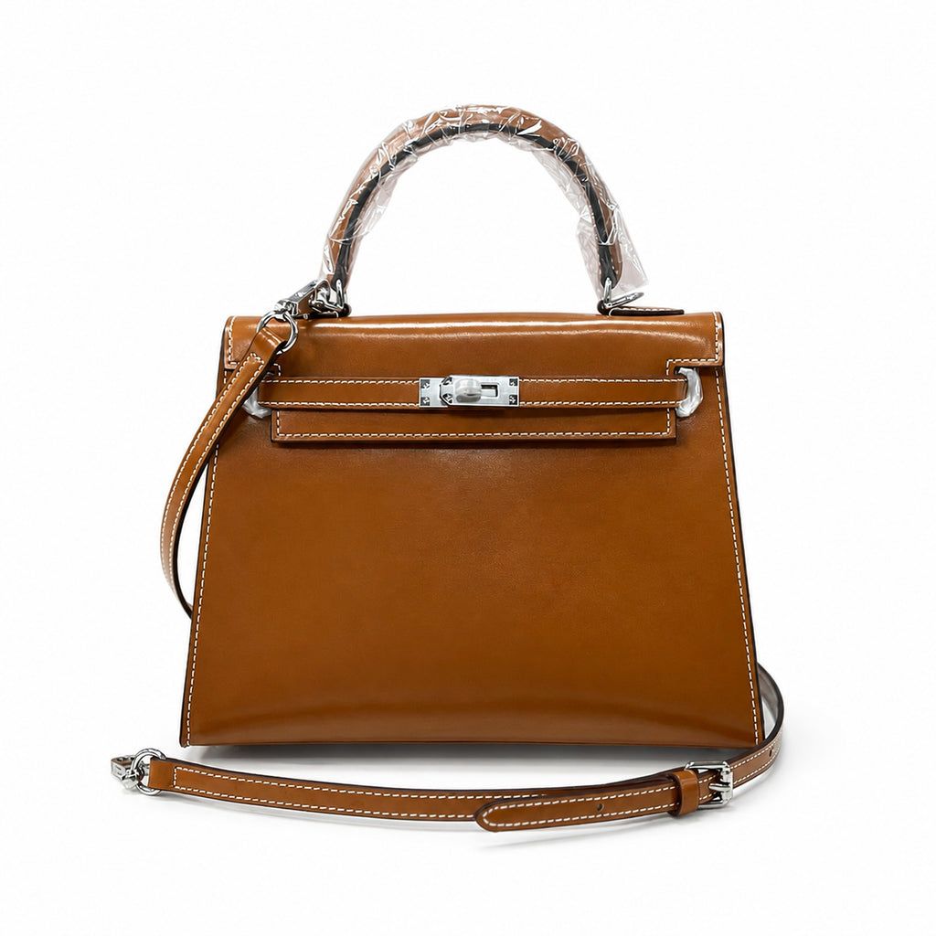 Kelly Sellier 19cm & 22cm & 25cm Gold Box Calf Leather Gold Hardware & Palladium Hardware Women Handbag