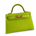 Fully hand-sewn👉Second generation Mini Kelly 19cm imported Epsom leather candy green gold and silver buckle
