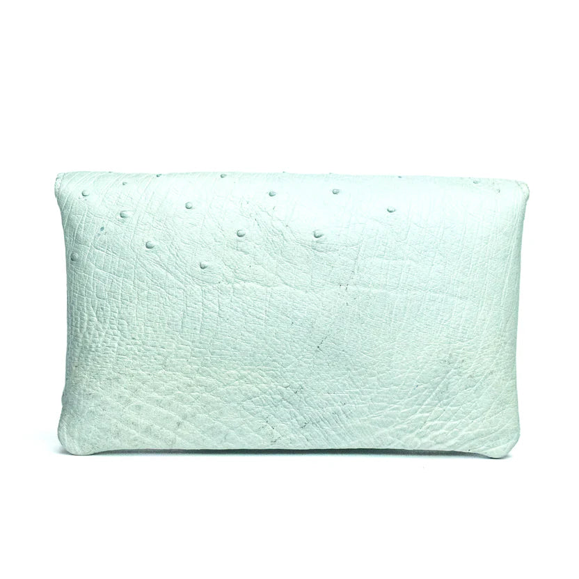 Ice-blue Ostrich Leather Clutch