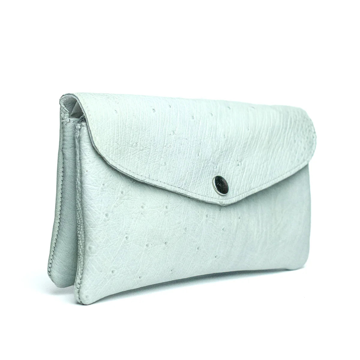 Ice-blue Ostrich Leather Clutch