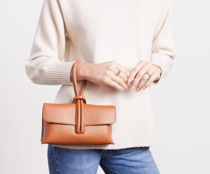Calfskin envelope clutch